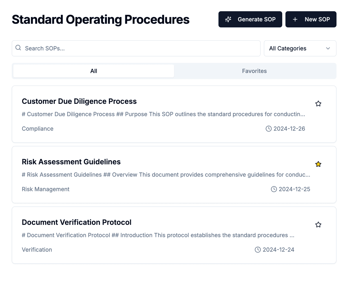AI-Generated SOPs Interface